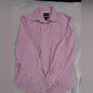 Chaps Men’s Pink and White Striped Dress Shirt